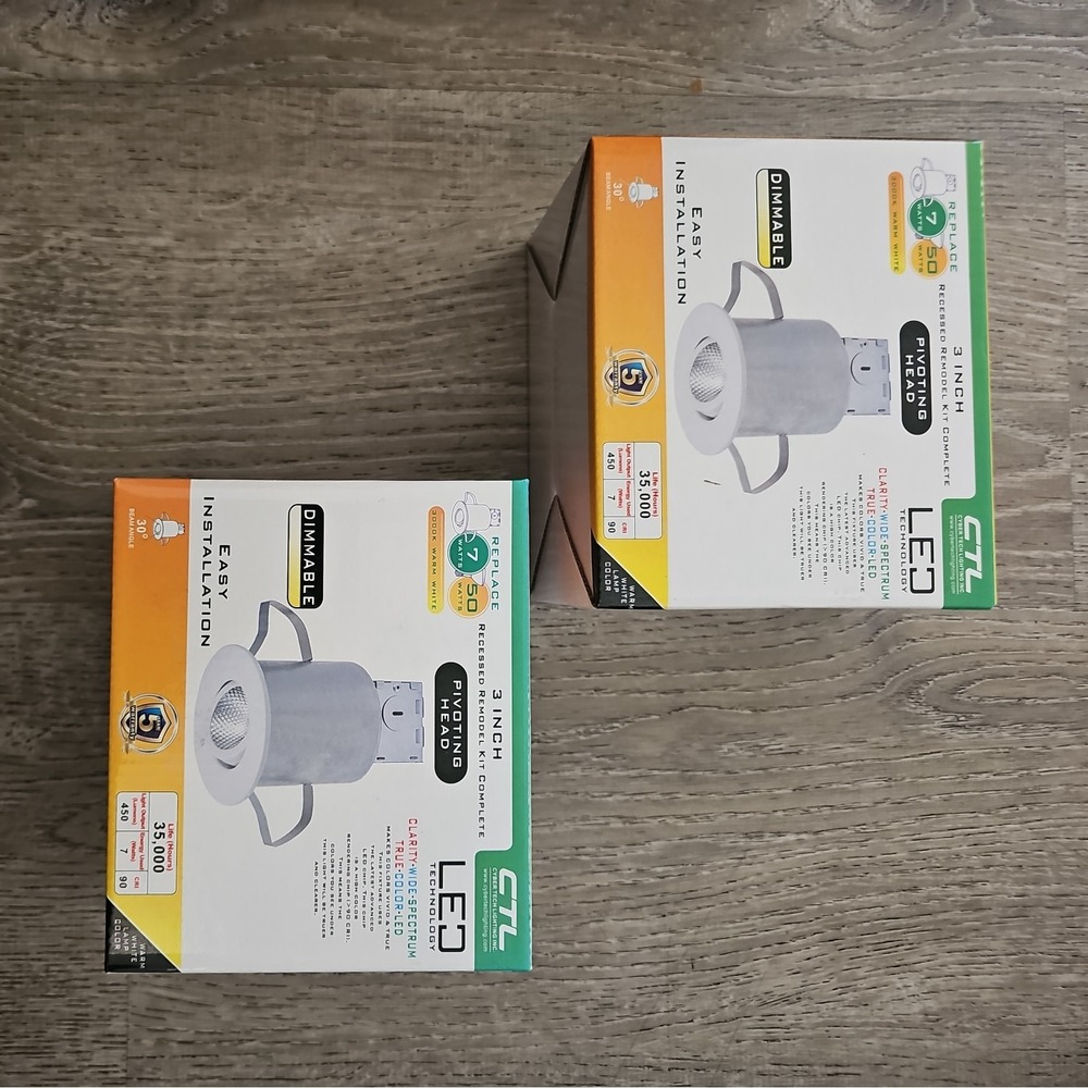 CTL Recessed Remodel Kit 3 Inch 7 Watt LED Technology‎ Pivoting Head Light